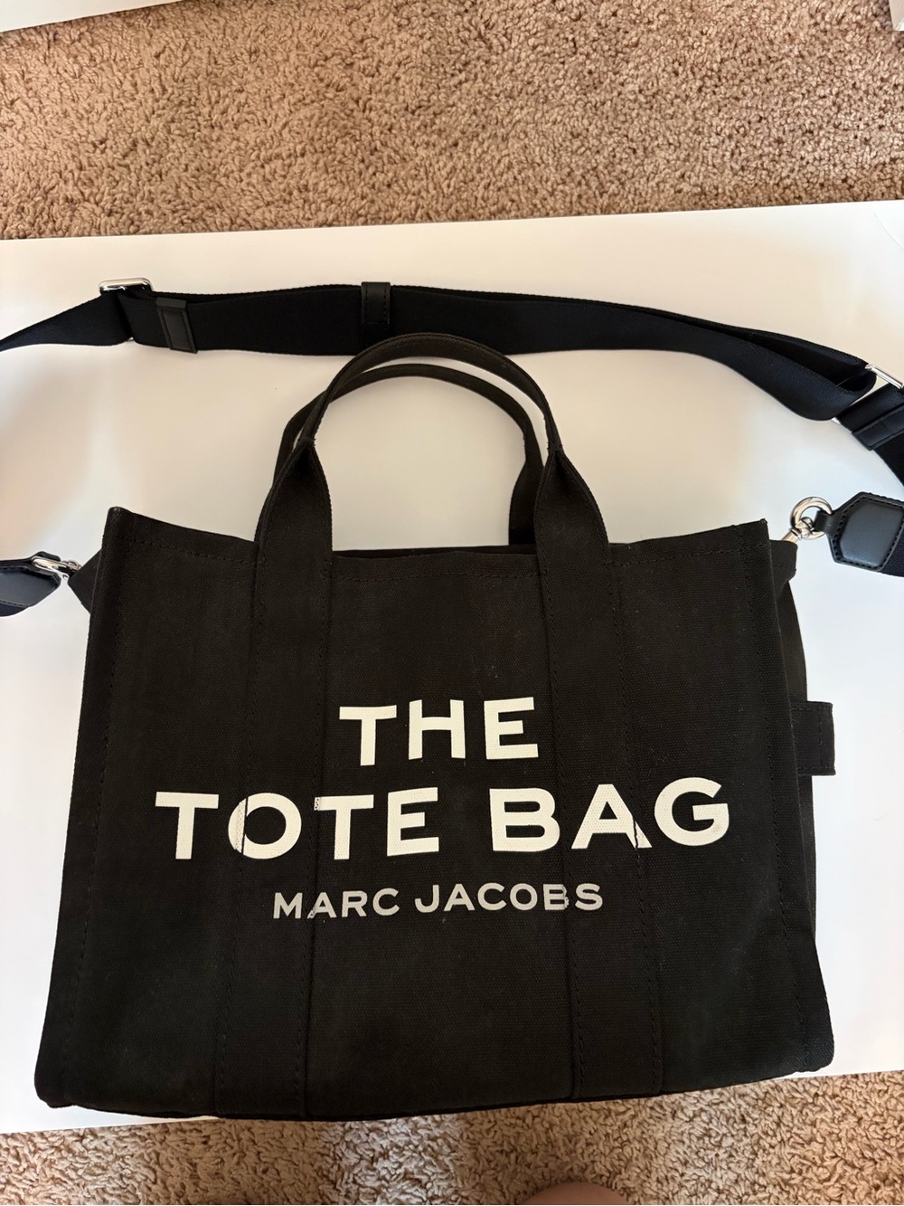 Marc Jacobs Black Canvas Tote with White Logo